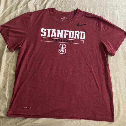 Nike Stanford Cardinal Shirt Red White Dri-Fit Men's 2XL XXL Spellout Football Cover