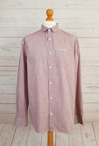 Lambretta Herren rot weiß Knopfleiste Langarm Kragen kariert Mod Hemd XL - Bild 1 von 8