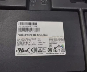Samsung PM883 1.92TB SSD 2.5" SATA 6Gbps MZ7LH1T9HMLT-00005 MZ-7LH3T80 HXT7404Q - Afbeelding 1 van 2