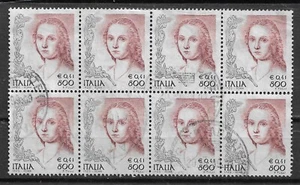 2002 ITALY Block of 8 Used Stamps (Scott # 2446) CV $3.60 - Foto 1 di 1