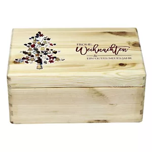 Holzkiste Geschenkbox mit Klappdeckel und Aufdruck Weihnachten - Bild 1 von 16