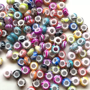 50X Mixed Marble Macrame Beads 10mm Round Hydro Dip Resin Pony Craft 5mm Hole - Bild 1 von 9