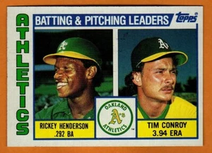 RICKEY HENDERSON & TIM CONROY(OAKLAND ATHLETICS)1984 TOPPS BASEBALL CARD - Picture 1 of 1
