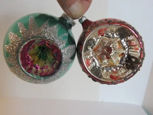 2 Vintage West Germany 3" Glass Indented Reflector Christmas Ornament Decoration - Picture 1 of 7