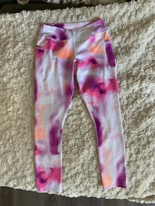 Avia Girls Active Leggings Pink Neon Watercolor. XL Barbiecore Colors - Picture 1 of 6
