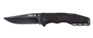SOG Salute Folding Knife 3.625" NIB Black Plain Blade, G10 , - FF11-CP - Picture 1 of 3