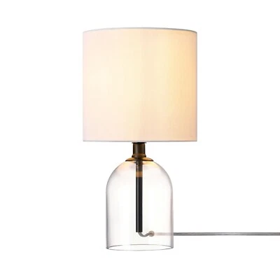 Globe Electric 15" Table Lamp, Glass Base, Matte Black Finish, White Linen Sh... - Image 1 of 4