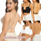 Women's Low Back Bra Wire Lifting Deep U Shaped Plunge Backless Push Up Bras A~D