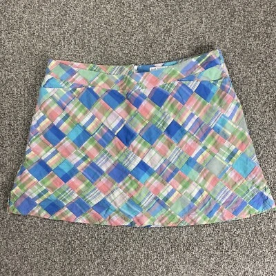 Vintage Lady Hagen Patchwork Golf Skort Skirt Multicolor Pockets Back Zip Sz 16 - Image 1 of 4
