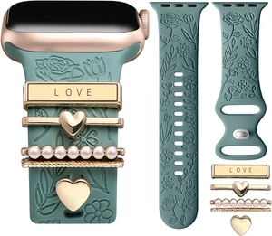 Flower Engraved Band Compatible with Apple Watch Bands for Women 40Mm 38Mm 41Mm - Picture 1 of 9