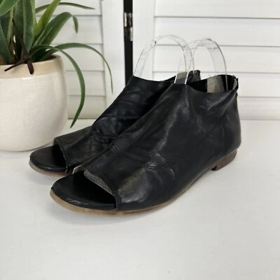 Free People Gemma Black Leather Peep Toe Ankle Bootie Zip Shoe Size EU 38 US 7.5 - Image 1 of 4