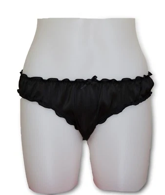 Calzoncillos Sedoso Satén Estilo Bikini Bragas Bragas Lencería Sexy Negro Blanco Foto 1 de 4