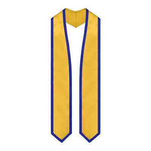 Endea Graduation Gold/Royal Blue Plain Graduation Stole With Trim Color - Picture 1 of 9