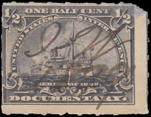 US Stamp #R162 - 1898 ½ ¢ Documentary, Battleship, Good Used Condition - Picture 1 of 2