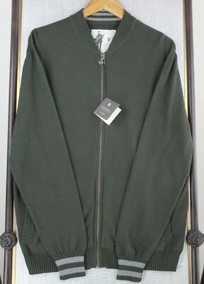 NUEVO LINKSOUL $185 Talla Grande Algodón/Cachemira Cremallera Completa Oliva Hombres Suéter Golf Foto 1 de 4