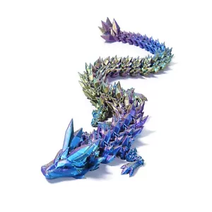 12" 3D Printed Dragon, Articulated Dragon, Crystal Dragon Fidget Toy - Picture 1 of 18