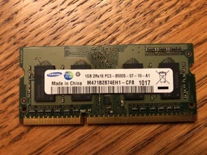M471B2874EH1-CF8 GENUINE SAMSUNG LAPTOP MEMORY 1GB DDR3 2Rx16 PC3-8500S-07-10-A1 - Picture 1 of 2