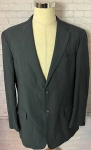 Caravelli 2 Button Black Pin Striped 2pc Suit 44L 44X34 Pleated Dual Vent - Picture 1 of 16