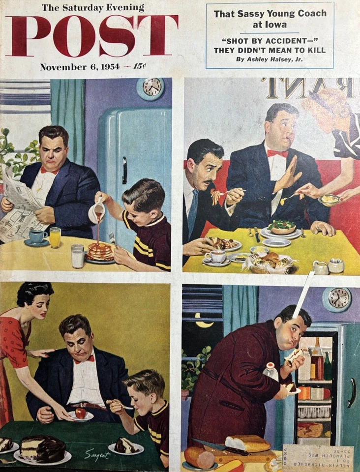 1954 Dick Sargent Saturday Evening Post Diet Original Magazine Cover Only - Image 1 of 1