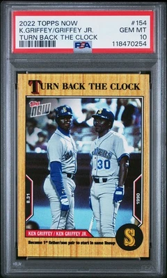 2022 Topps Now Turn Back The Clock #154 Ken Griffey & Ken Griffey Jr  PSA 10 - Image 1 of 2