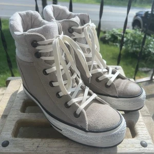 Converse Hidden Wedge Platform Plus Lux Mid Women's Size 8M Sneakers Beige Suede - Picture 1 of 11