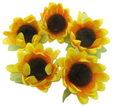 Sunflower Buds 5 pc Lot Silk Flower Hair Clips - Image 1 of 3