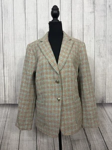 Talbots Damen Gr. 16 Mehrfarbig Hahnentritt Tweed 2-Knopf Gefüttert Blazer - Bild 1 von 9