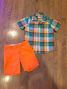 Cat & Jack Boys Plaid Button Shirt And Short Set Size 8 - Picture 1 of 9