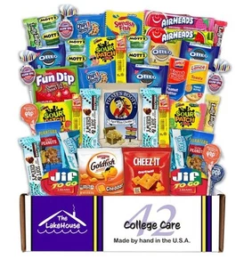College Care Package Snack Box - 42 Count - Snack Packs for Boys Girls Men Wo... - Picture 1 of 7