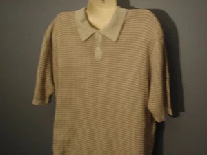 PERRY ELLIS POLO SHIRT - Mens Perry Ellis Golf Polo Shirt Size Large Beige - Picture 1 of 2