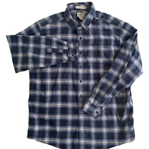 Ll Bean Bean Shirt Men's XL Blue Plaid Flannel Cotton Button Up - Picture 1 of 10