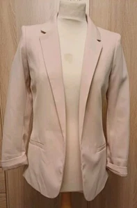 H&M Suit Blazer Ladies Shell Pink Long Sleeve Jacket Size 10 EUR 36 - Picture 1 of 8