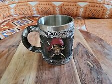 Wood Look Pirate Skull Drinking Tankard Gothic Coffee Cup Mug