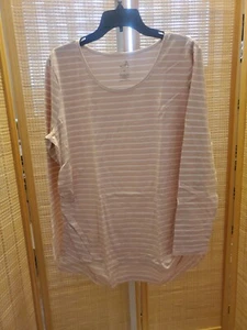 Belle Sky Maternity Womens Blouse Plus Size XXL Pink Striped Long Sleeve - Picture 1 of 12