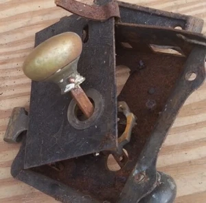 Vintage old & Antique Style Metal Rim Lock & Handles Spares Or Repair - Picture 1 of 7