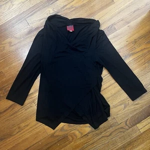 Mieko Mintz schwarzes asymmetrisches Oberteil Tunika 3/4-Arm Größe 1 Größe Small hergestellt in den USA - Bild 1 von 5