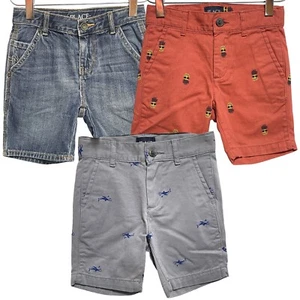 Lot of 3 Children’s Place Shorts Boys Sz 4 Print Chino & Denim Sharks Pineapple - Picture 1 of 24