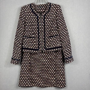 Brooks Brothers Suit Women's Size 12 Black 2PC Tweed Zip Front Jacket & Skirt - Picture 1 of 20