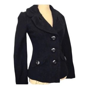 Classique Entier Merino Boiled Wool Career Fitted Black Blazer Jacket XS - Picture 1 of 7