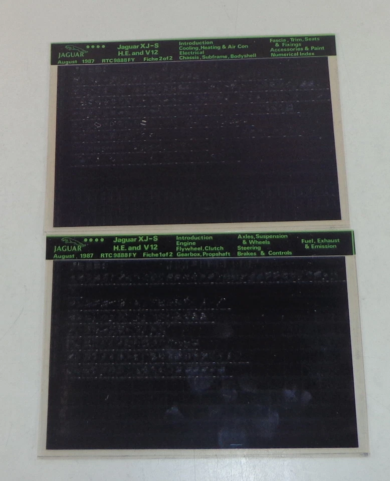 Catalogo Parti Microfich Jaguar XJS H.E E V12 Aggiornato 08/1987 - Immagine 1 di 1