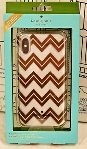New Kate Spade New York iPhone X Case Moroccan Chevron Blush Rose Gold Protectiv - Picture 1 of 12