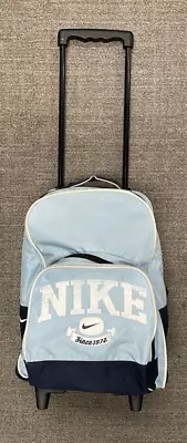 Vintage Nike Sky Blue Rolling Wheeled Suitcase Travel Luggage - Image 1 of 4