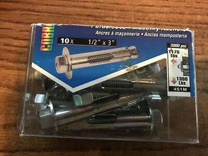 Cobra Parasleeve Masonry Anchors, 10-1/2" x 3", Model # 451M (PK OF 10) (#20EB2) - Picture 1 of 6