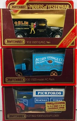 Set of 3 - MATCHBOX Models of Yesteryear - Foden Steam, GMC Van, AC Mack Trucks - Image 1 of 4