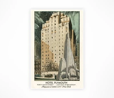 1929 Hotel Plymouth Poster - 1918 Vintage Broadway New York City - Image 1 of 4