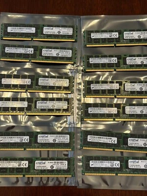 192GB RAM 12 x Crucial 16GB PC3-12800 DDR3-1600MHz ECC CT16G3ERSLD4160B Micron - Image 1 of 3