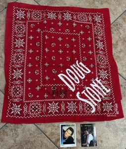 Vtg Doug Stone Authentic Tour Signed Bandana Head Neck Scarf + 2 Cards CMA ACM - Picture 1 of 4