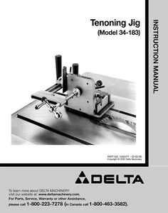 Delta 34-183 Tenoning Jig Instructions Manual - Picture 1 of 1