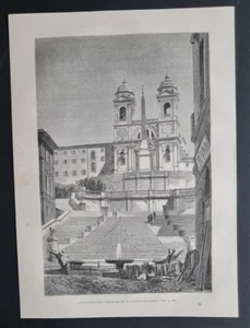 Antique (1873) print - Spanish Steps -  Trinità dei Monti - Rome - Picture 1 of 3