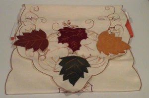 Essential Home Autumn /Fall Lexington Table Runner New Ivory with Leaves - Picture 1 of 5